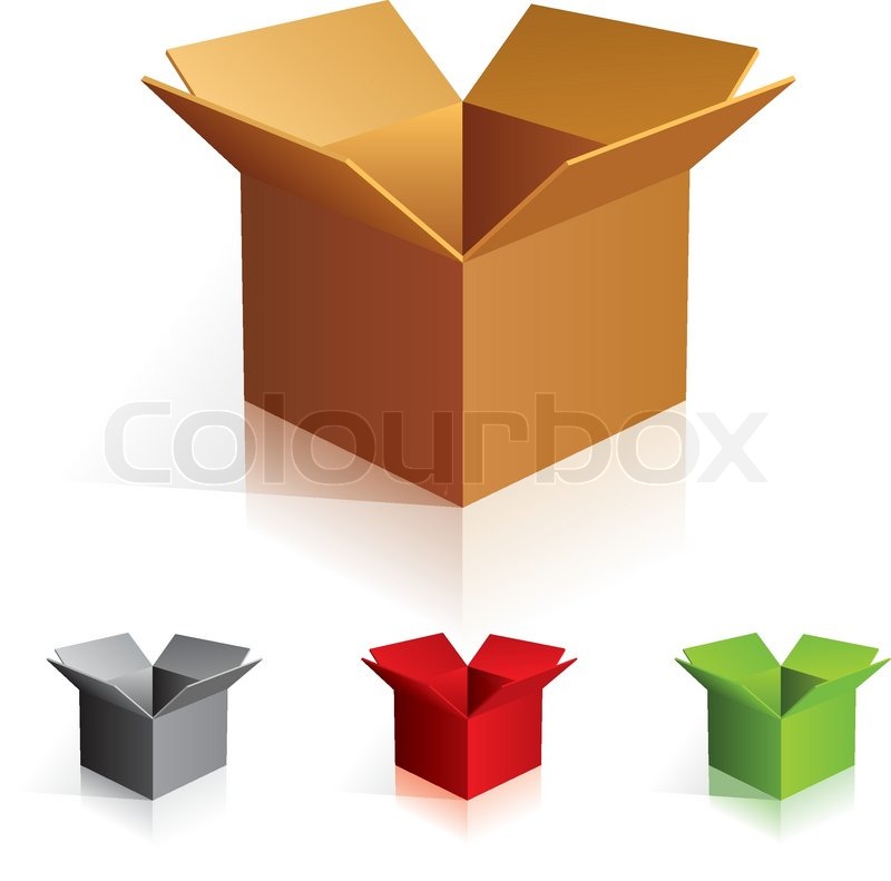 800x791 Illustraion Of Open Color Cardboard Boxes Stock Vector Colourbox