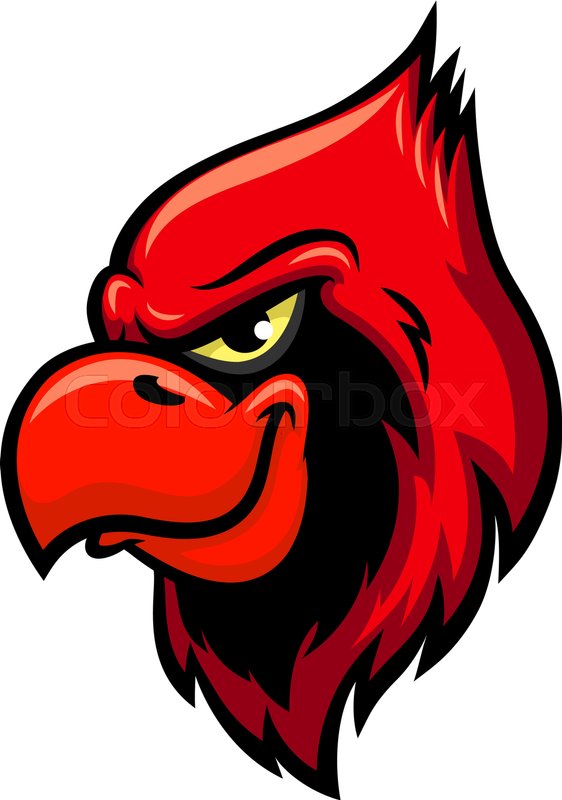 562x800 Cardinal Bird Vector Icon. Isolated Red Bird Head With Crest And