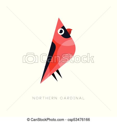 450x470 Minimal Logo Design Of Northern Cardinal. Abstract Bird With