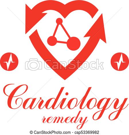 450x470 Cardio Vector Abstract Logo Made With Red Heart Shape And An Ekg