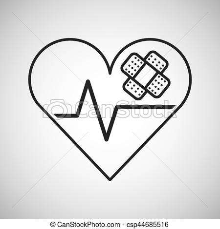450x470 Heart Cardio Icon Over White Background. Vector Illustration.