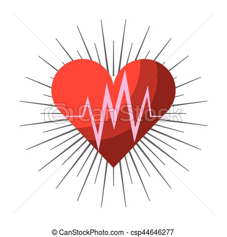 450x470 Cardio Heart Icon Over White Background. Colorful Design. Vector