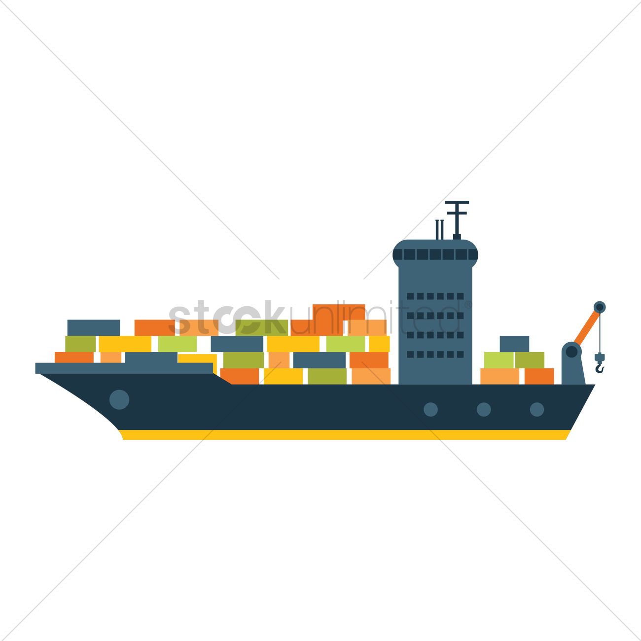 1300x1300 Cargo Ship Vector Image