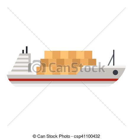 450x470 Cargo Ship Icon, Flat Style. Cargo Ship Icon. Flat Illustration Of