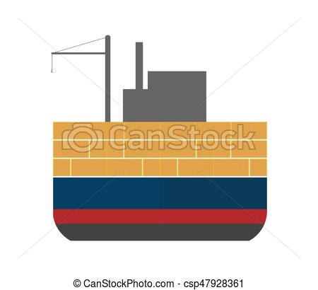 450x410 Sea Freight Icon With Cargo Ship. Global Shipping, Worldwide