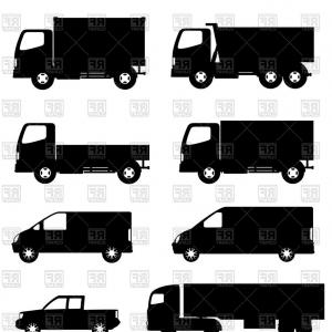 300x300 Side Silhouettes Of Trucks For Transportation Cargo Vector Clipart