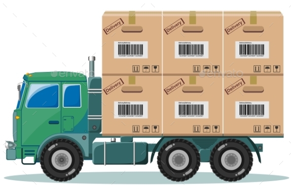 590x384 Truck With Cargo Vector Illustration By Aleksei Veprev Graphicriver