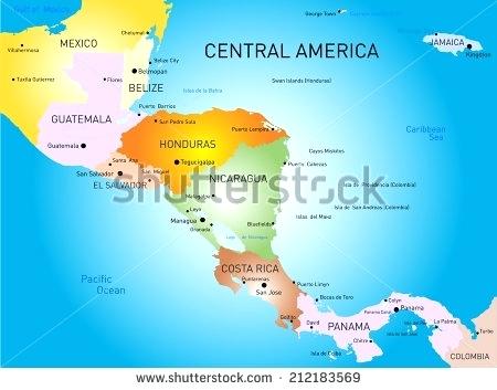 450x353 Vector Color Central Map Blank Of Mexico America And The Caribbean