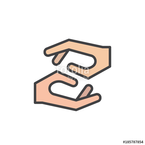 500x500 Caring Hands Filled Outline Icon, Line Vector Sign, Linear
