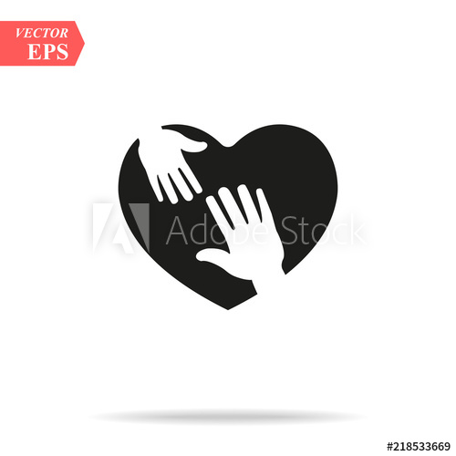 500x500 Heart Icon With Caring Hands. Design White Background Vector