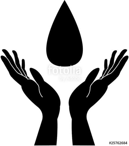 445x500 Caring Hands And Water Or Blood Drops Illustration