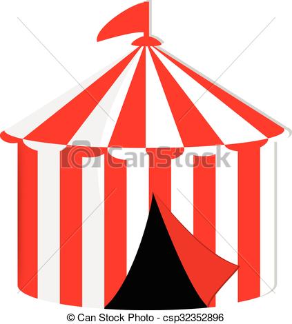 423x470 Circus Tent. Red And White Striped Circus Tent With Flag Vector
