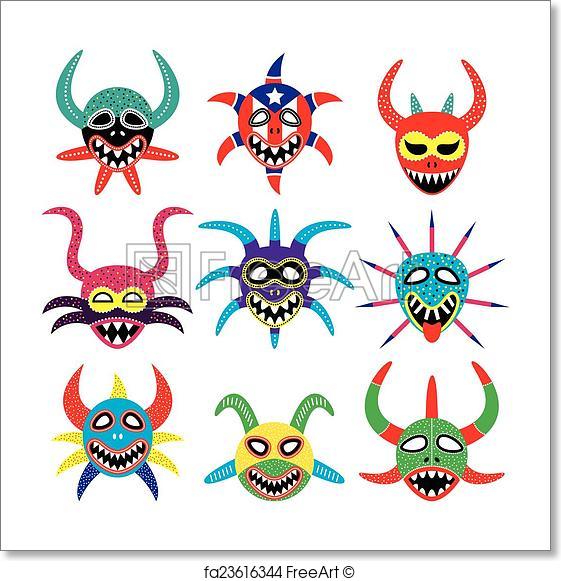 561x581 Free Art Print Of Vejigante Mask For Ponce Carnival . Vector Icons