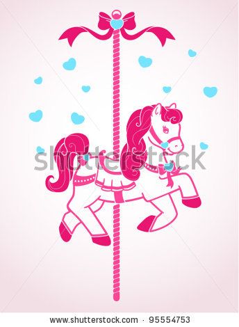 344x470 Vector Cute Cartoon Carousel Horse
