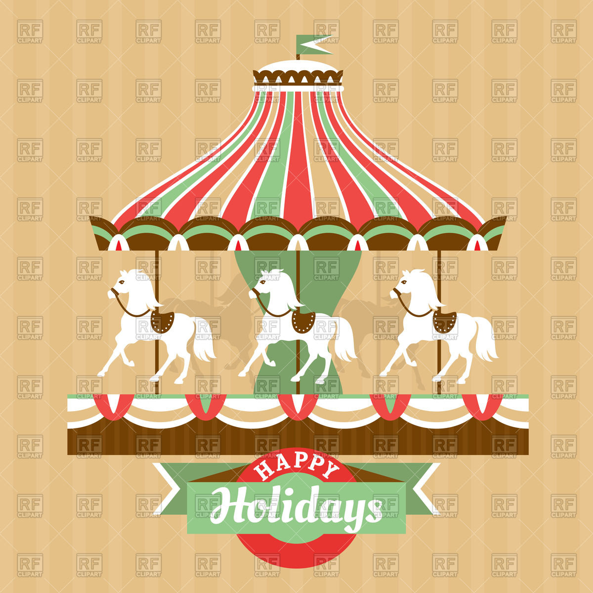 1200x1200 Greeting Card With Retro Carousel Vector Image Vector Artwork Of