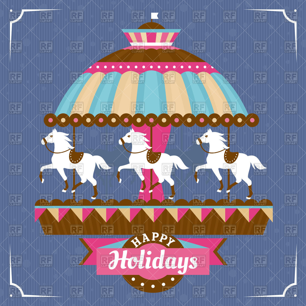 1200x1200 Greeting Card With Stylized Carousel Vector Image Vector Artwork