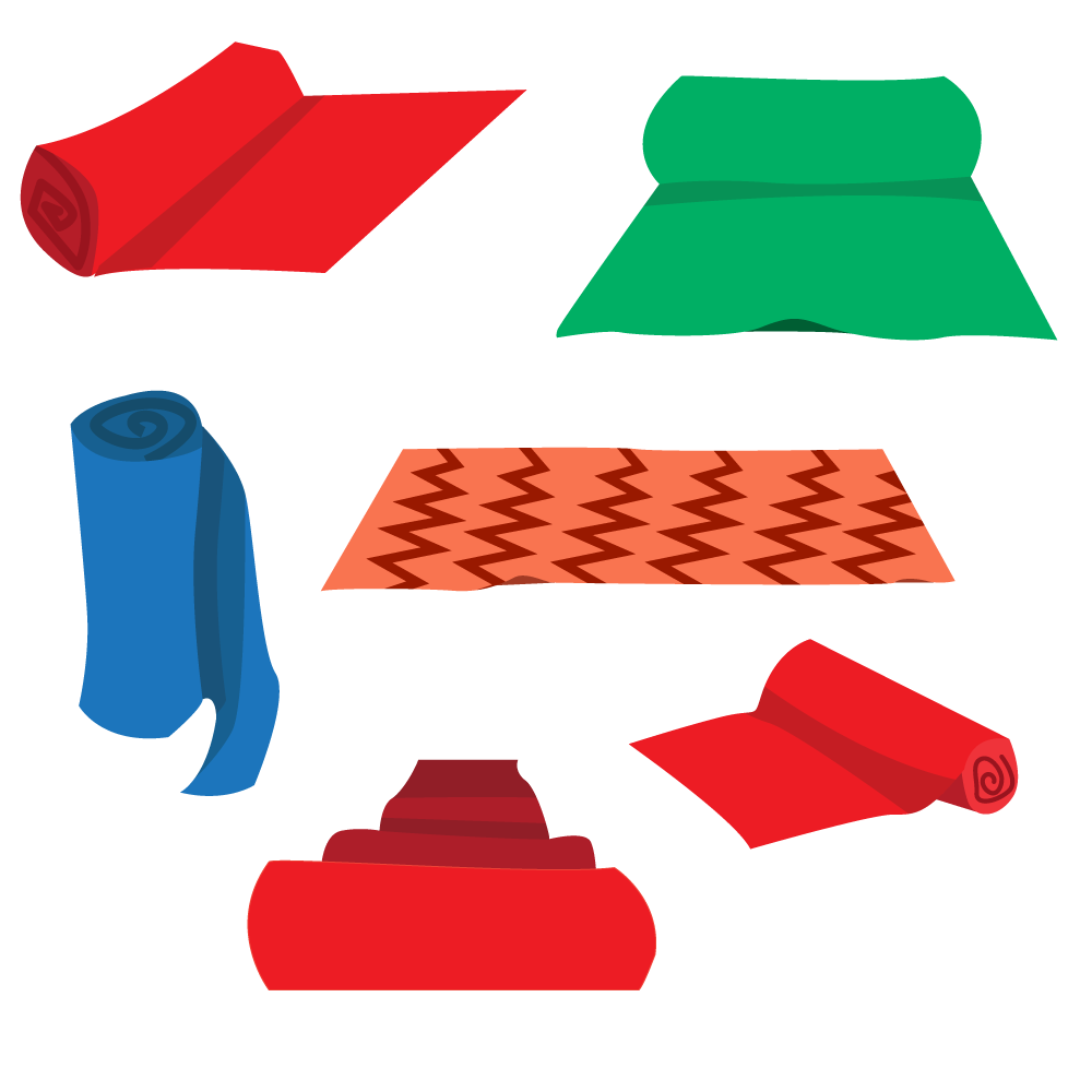 1000x1000 Cartoon Carpet Roll Vector Set