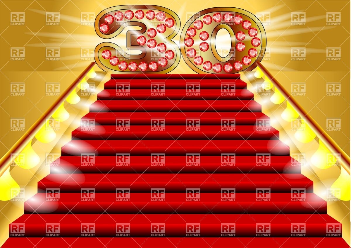 1200x846 30 Years Anniversary Greeting Card With Red Carpet Vector Image