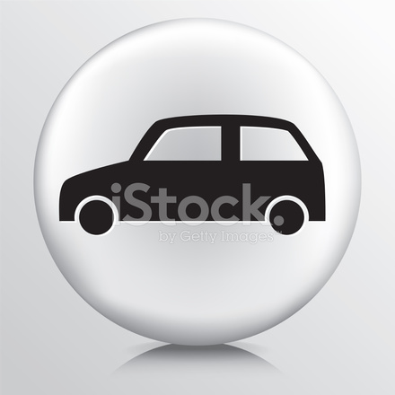 440x440 Branco Redondo Com Silhueta De Carro Stock Vector