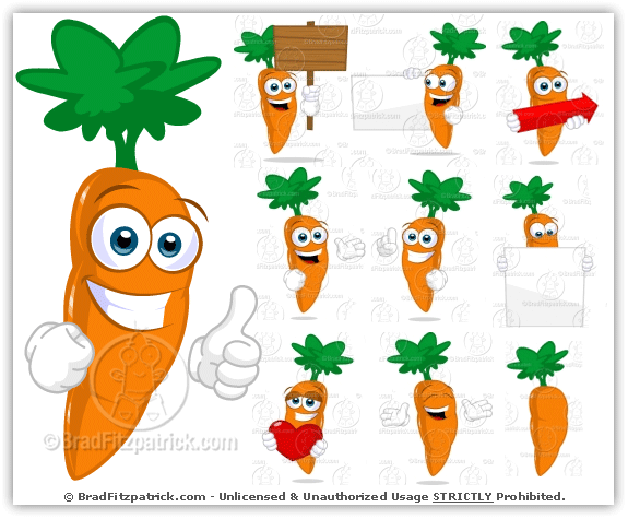 575x475 Cartoon Carrot Mascot Vector Pack Collection