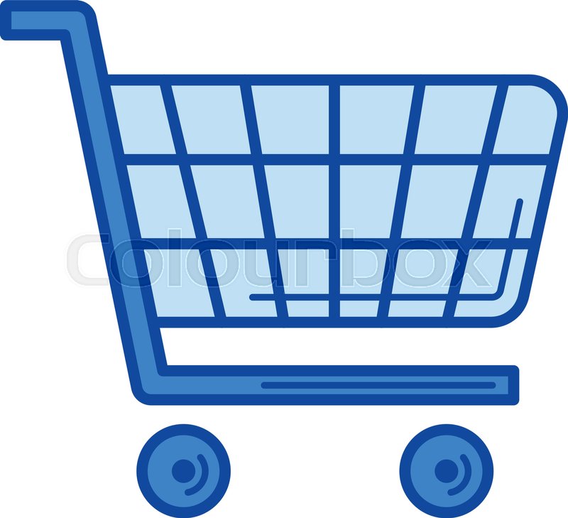 800x729 Shopping Cart Vector Line Icon Isolated On White Background