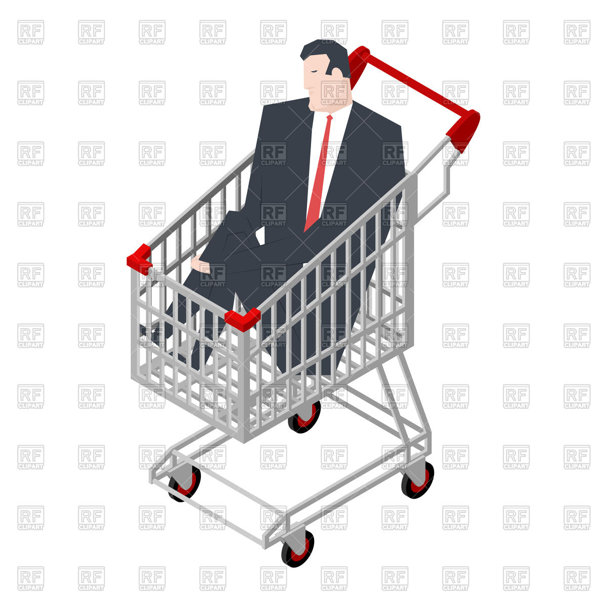1200x1200 Businessman Sitting In Shopping Cart Vector Image Vector Artwork