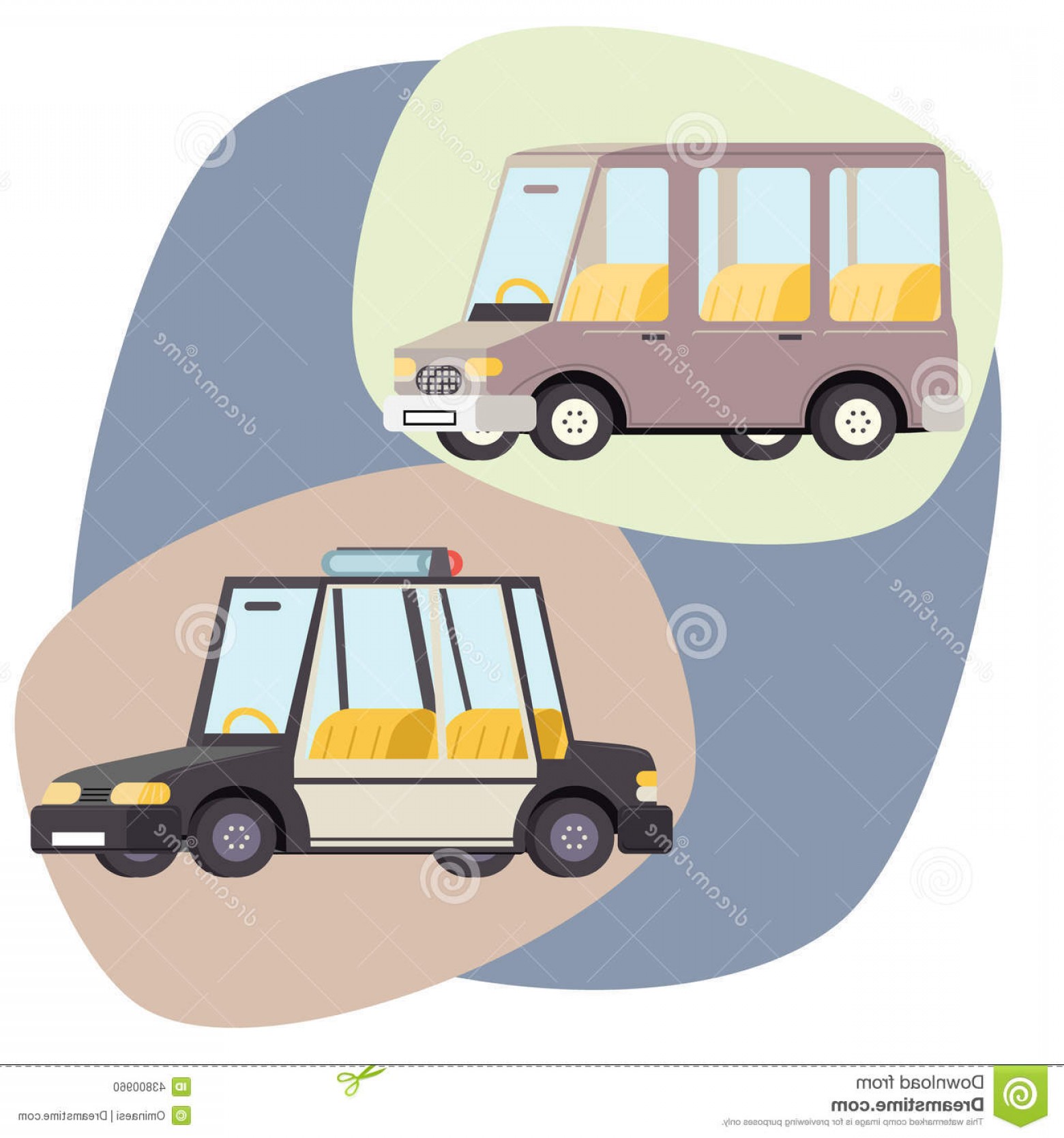 1560x1668 Stock Illustration Retro Cartoon Cars Police Family Travel Vector