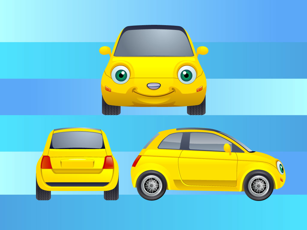 1024x768 Car Cartoon Character