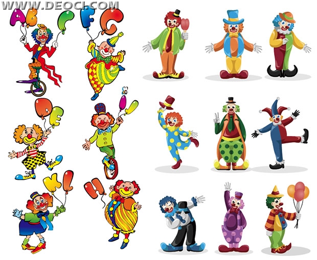 620x508 15 Clown Cartoon Characters Vector Ai Download