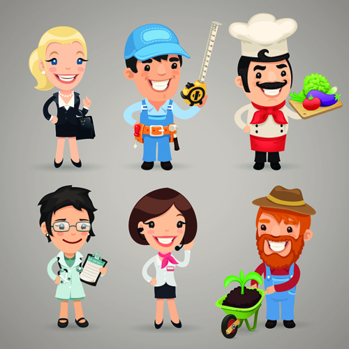 500x500 Different Occupations Cartoon Characters Vector Material 05 Free