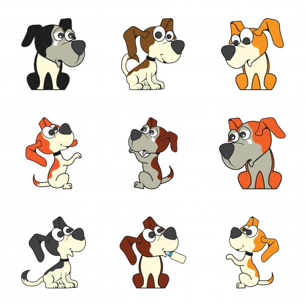 626x626 Set Of Cute Cartoon Dog Vector Free Download