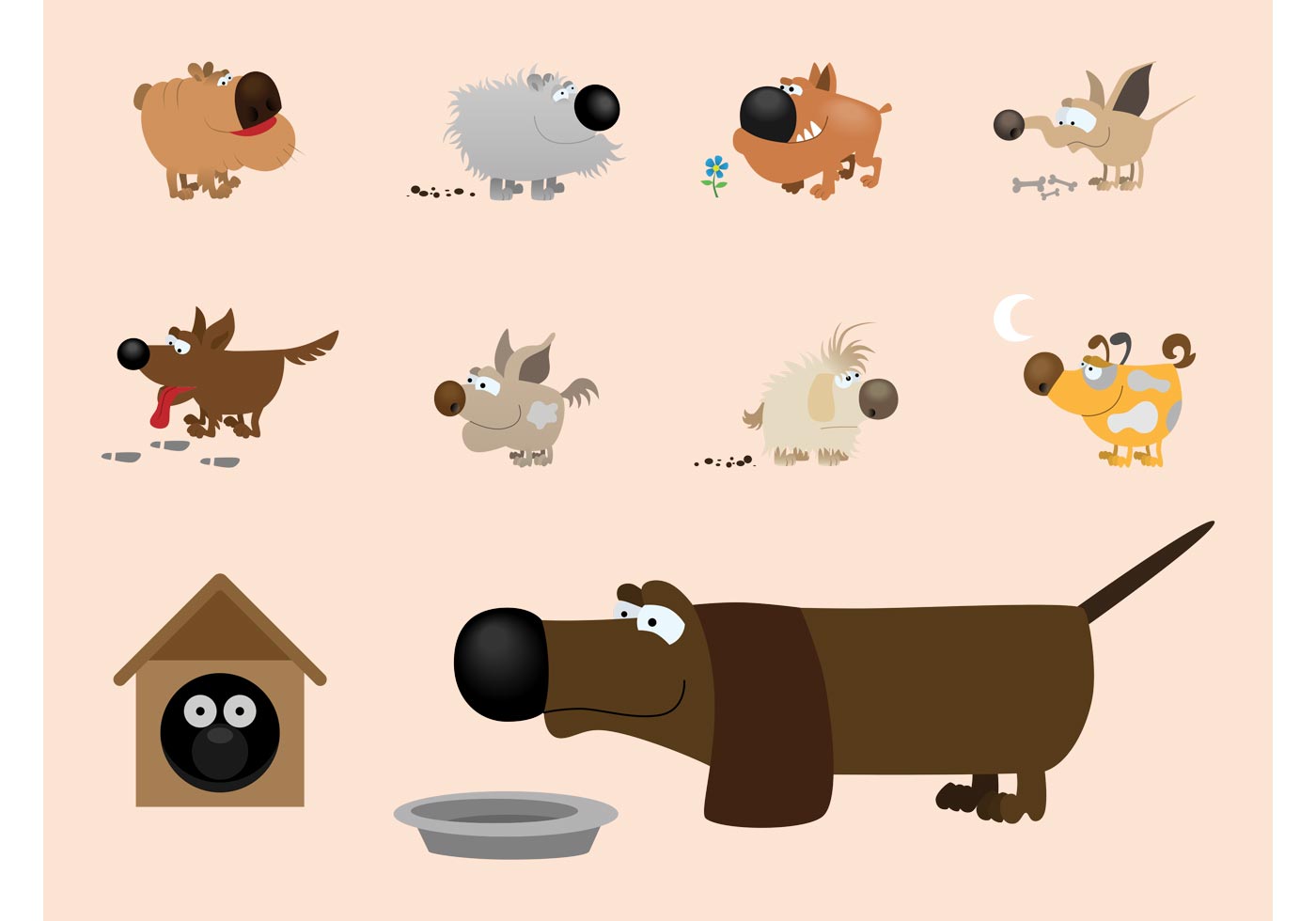1400x980 Cartoon Dog Free Vector Art