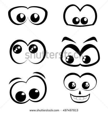 450x470 Cartoon Eyes. Black And White Set. Vector Icon. Chicas Poderosas