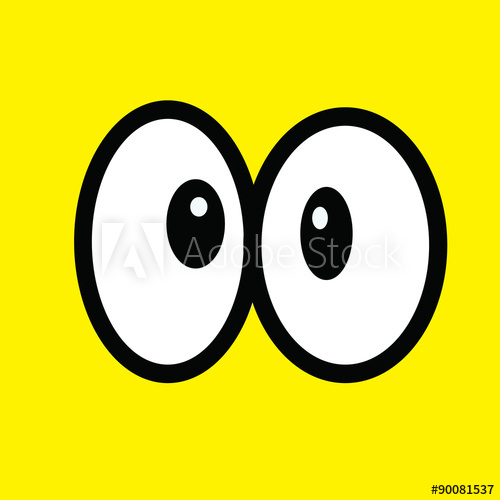 500x500 Black And White Cute Cartoon Eyes. Vector Illustration