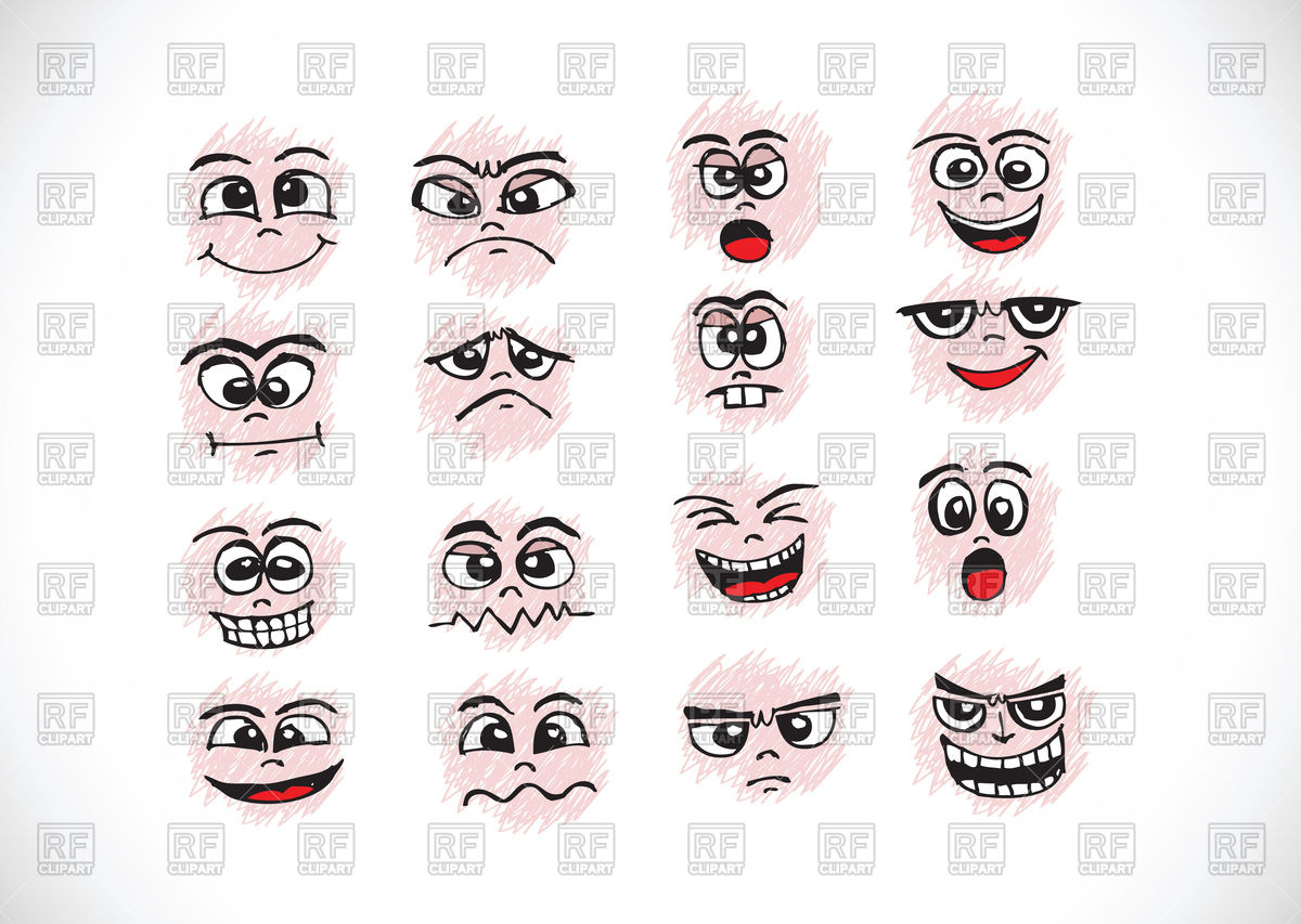 1200x853 Cartoon Faces In Different Emotions Vector Image Vector Artwork