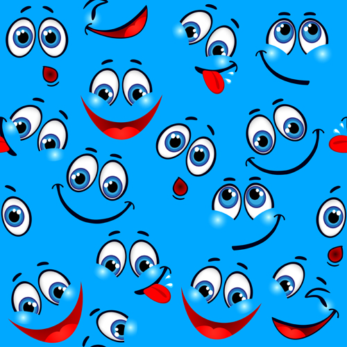 500x500 Funny Cartoon Face Pattern Vector Graphic Free Download