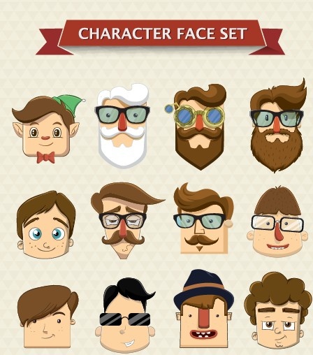 448x508 Cartoon Character Face Vector Set Free Vector In Encapsulated