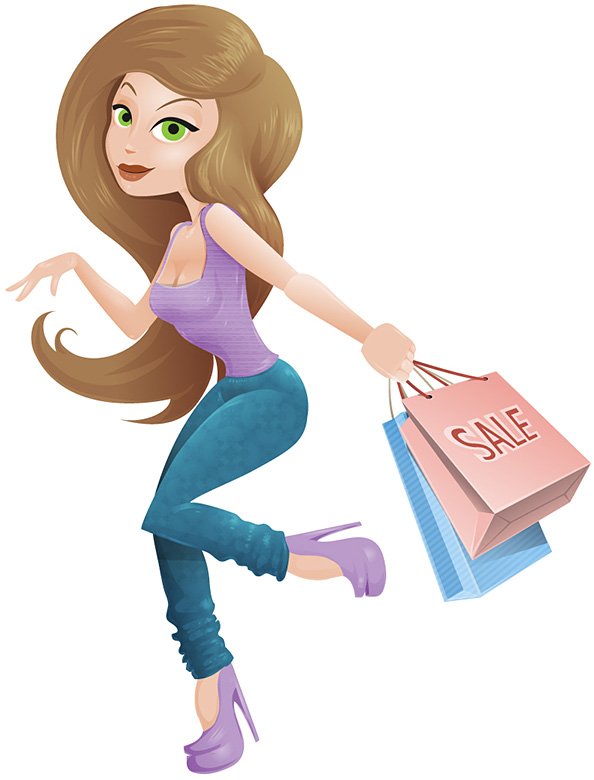 594x780 Free Shopping Girl Vector Character With Long Hair Psd Files