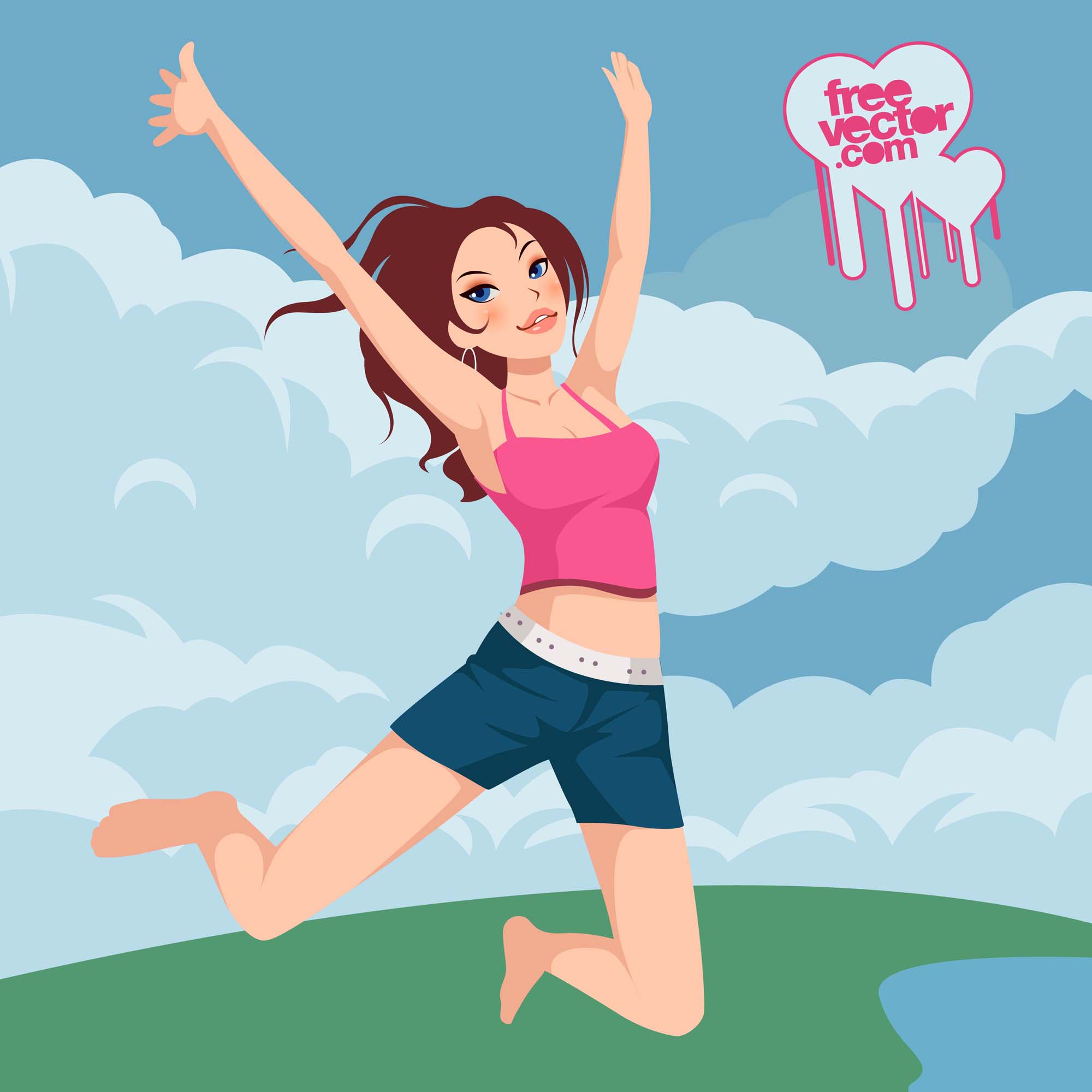 2000x2000 Jumping Girl Vector Vector Art Amp Graphics