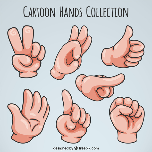 626x626 Pack Of Cartoon Hands Vector Free Download