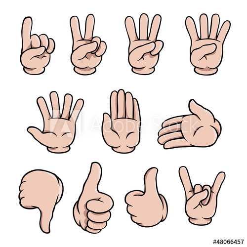 500x500 Set Of Human Cartoon Hands Showing Various Gestures.