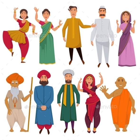 590x590 Indian People Traditional Clothes Vector Cartoon By Sonulkaster