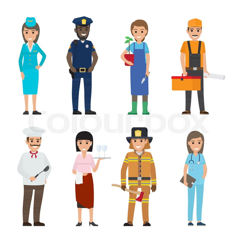 796x800 Professions People Vector Icons Set. Different Profession Woman