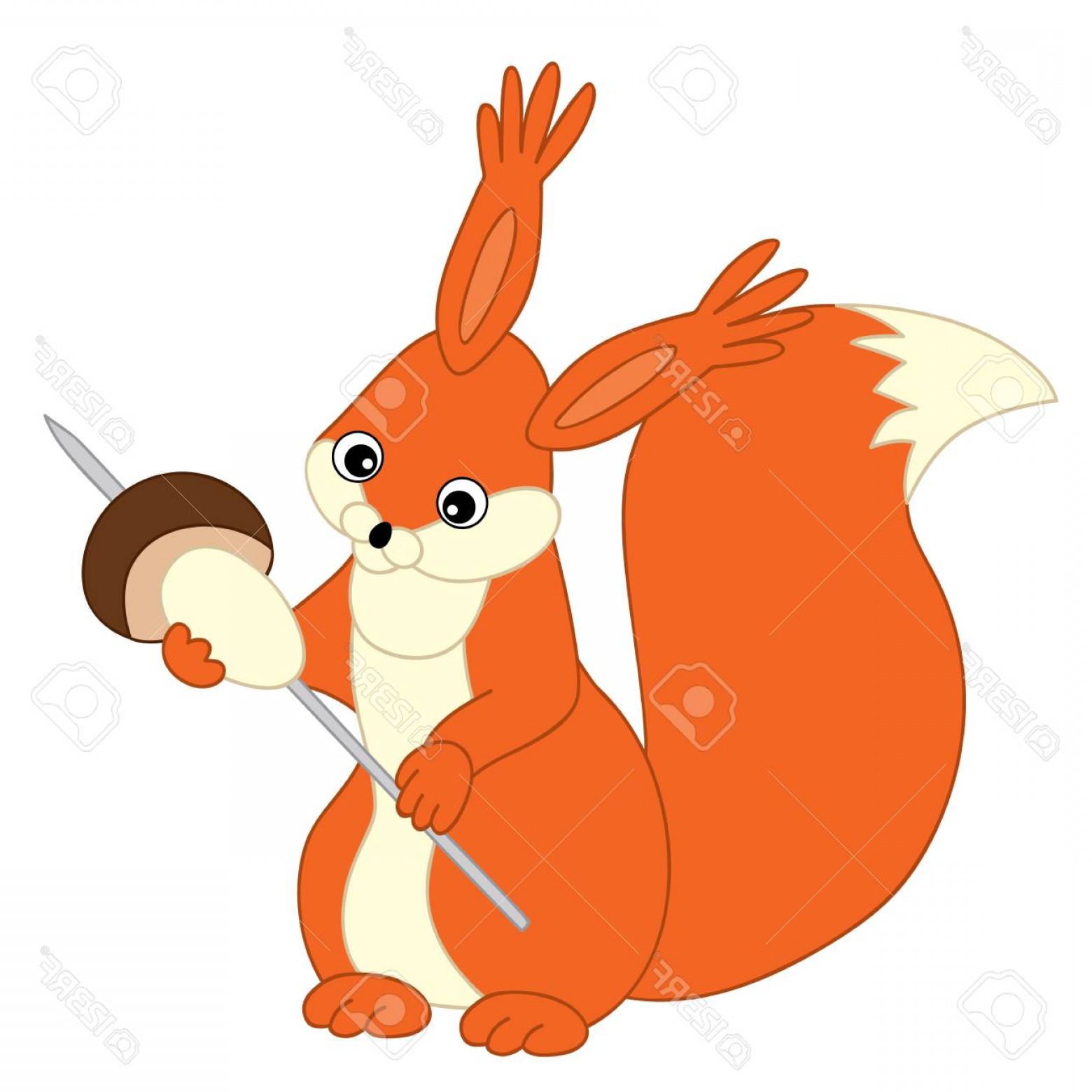 1560x1560 Photostock Vector Vector Cute Cartoon Squirrel With Mushroom