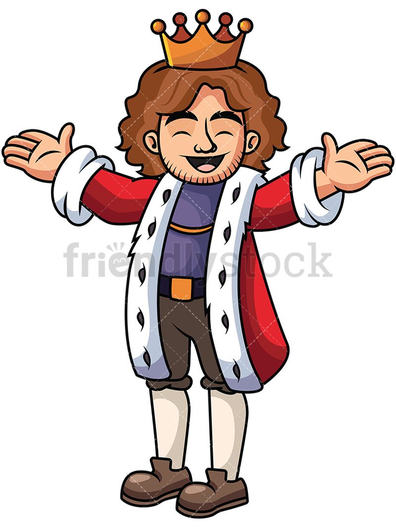 800x1067 Happy King With Open Arms Vector Cartoon Clipart Vector