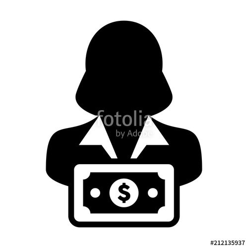 500x500 Cash Icon Vector Female User Person Profile Avatar With Dollar