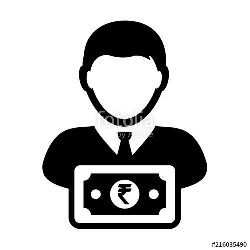 500x500 Cash Icon Vector Male User Person Profile Avatar With Rupee Sign