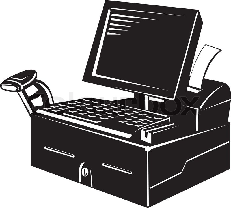800x721 Computer Cash Register Stock Vector Colourbox