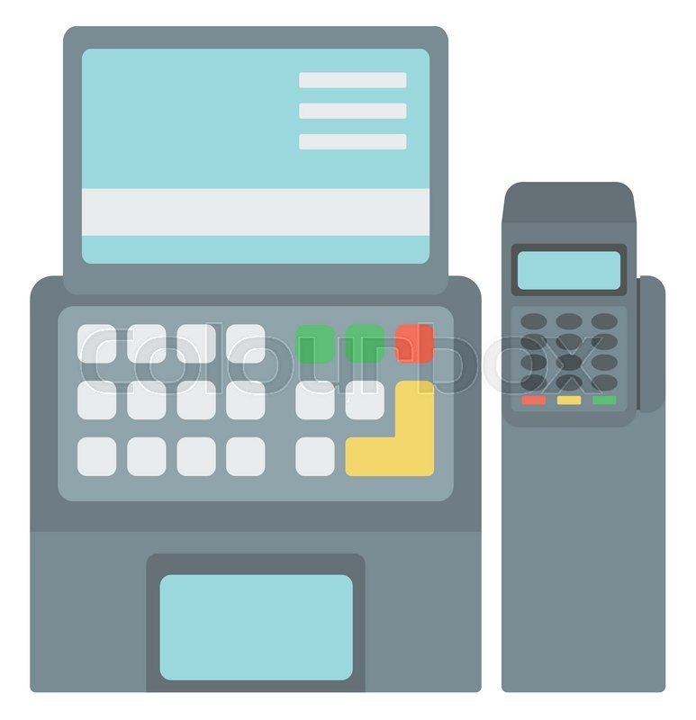 773x800 Electronic Cash Register Vector Flat Design Illustration Isolated