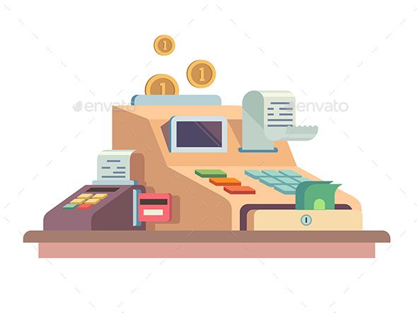 590x443 Cash Register Apparatus Object Typography Vector